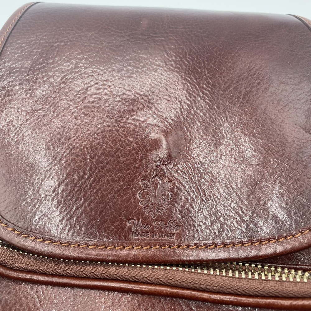 Vera Pelle Backpack Womens Dark Brown Genuine Leather Adjustable Shoulder Strap - Picture 8 of 16